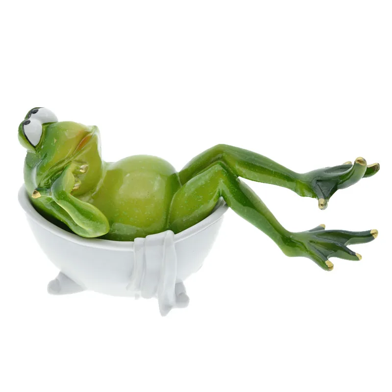 Artificial Animal Resin Bathtub Toilet Frogs Figurines MYBLUE Kawaii Home Room Decorations Accessories Crafts For Ornament Crafts Miniature Figurines Resin Ornaments Lucky Cat Statue Resin Crafts Accessories