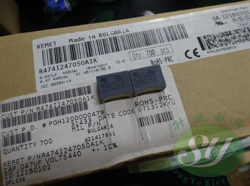 50 шт. KEMET AV R47 0 047 мкФ/440VAC 47nf 473 Новый X1 пленочный конденсатор DC 1000 В Бесплатная