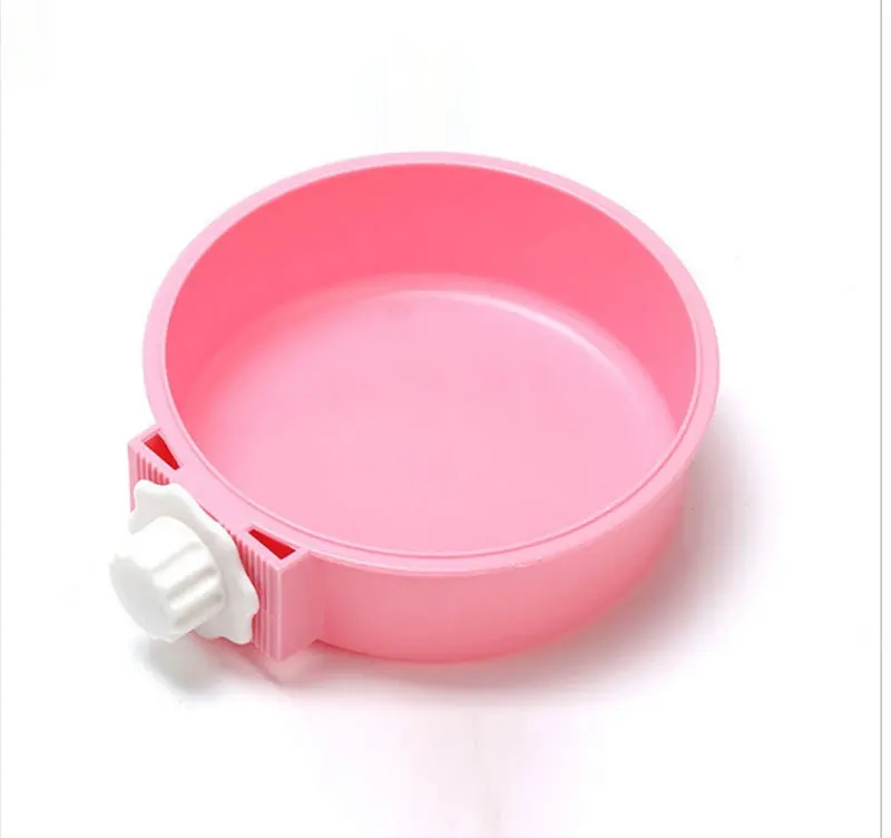 Red Plastic bowl Съемная чашка-курятник из нержавеющей стали, подвесная клетка для домашних животных, миска, большая кормушка для воды и корма для собак, для кроликов и кошек - Цвет: Red Plastic bowl