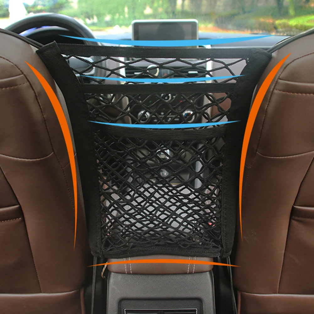 Car Elastic Mesh Bag Organizer Storage Between Auto Seat Luggage Cargo