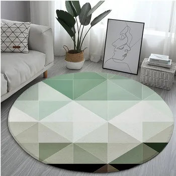 

Round carpet geometric pattern printing carpet non-slip carpet line rhombus computer chair cushion family decoration children's