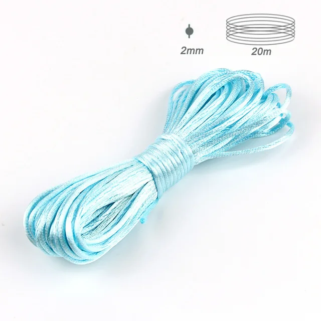TYRY.HU 80 meter Baby Chewable Necklace Accessories 1.5mm Satin Silk Nylon Cord for Silicone Teething Pacifier Chain DIY Tools 20m blue 2mm
