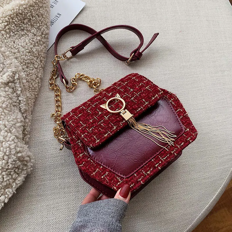 Элегантная женская квадратная сумка с кисточками 2019 зимняя модная Новая