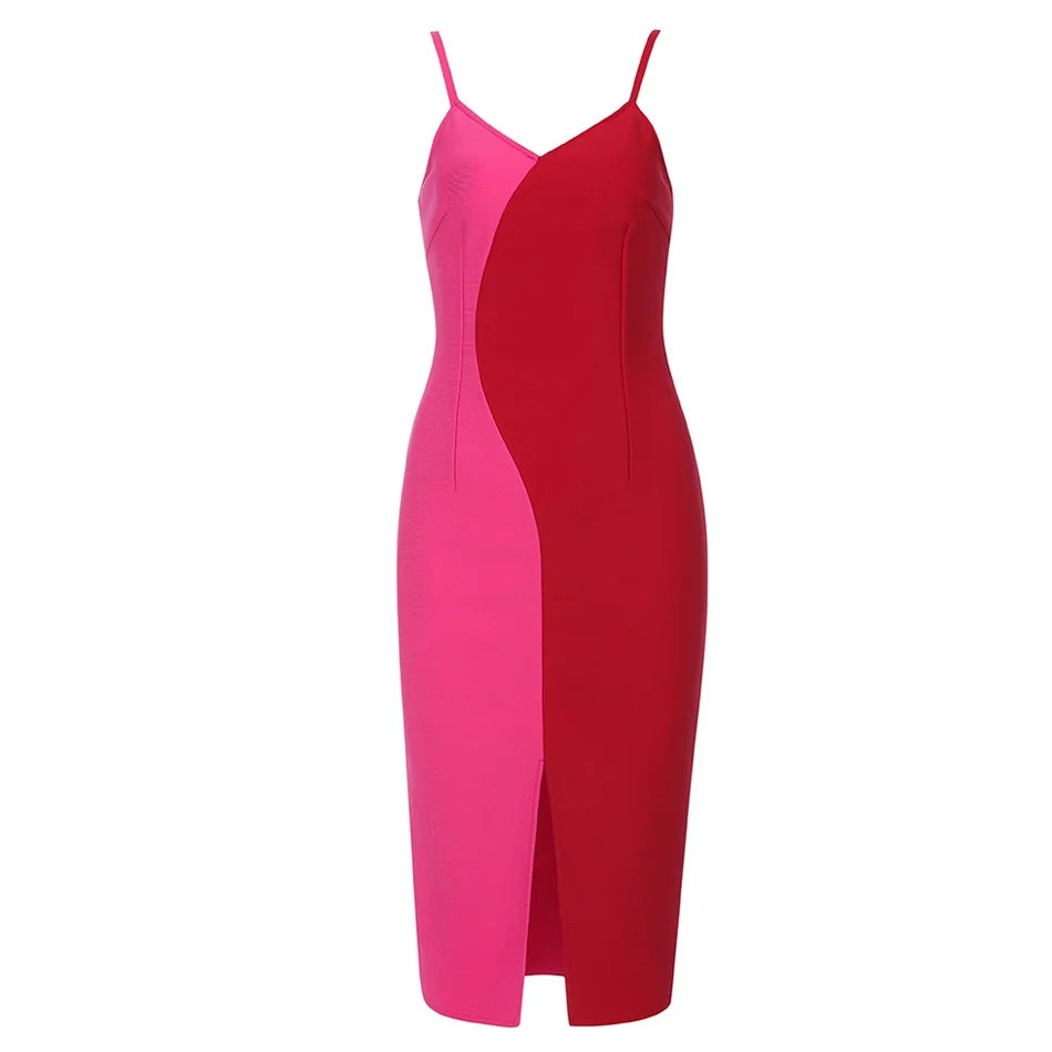 

Seamyla Women Red Patchwork Spaghetti Strap Strapless Bandage Dress Sexy Sleeveless Bodycon Elegant Party Night 2019 Vestidos
