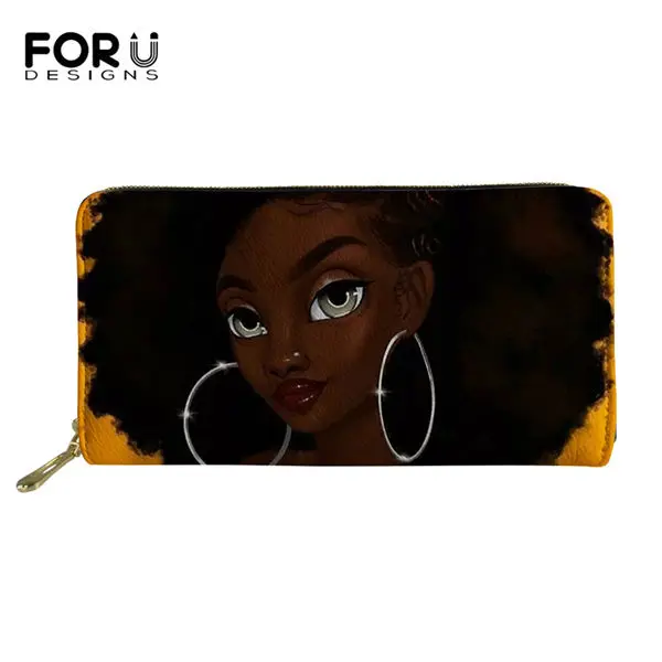 FORUDESIGNS/модные длинные женские кошельки, черный Африканский узор для девочек, кошелек для монет, искусственная кожа, для путешествий, карманы для паспорта - Цвет: CDWX3969Z21