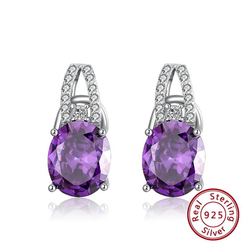 BE232 Effie queen 925 Серебряные квадратные серьги для женщин с большим фиолетовым кристаллом AAAA циркониевые серьги ювелирные изделия подарок на свадьбу BE227 - Цвет камня: BE232