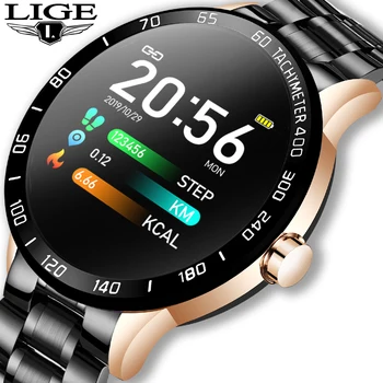 

LIGE Steel Band Smart Watch Men Heart Rate Blood Pressure Monitor smart whatch Fitness Tracker Waterproof Sport Smartwatch reloj