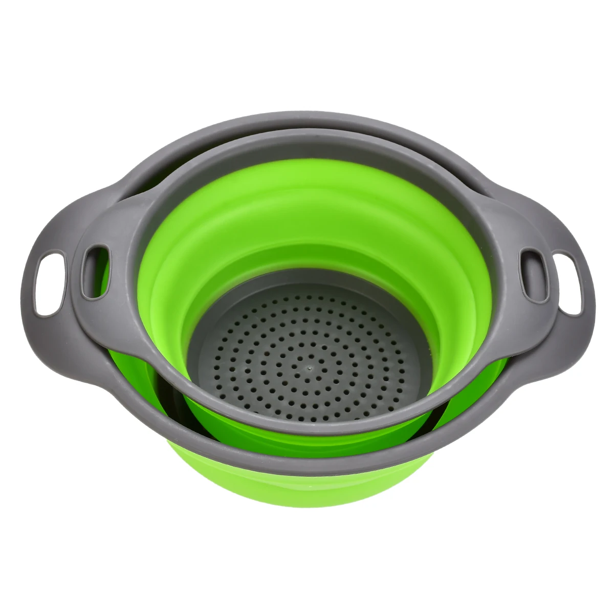 

2Pcs/Set 25CM Kitchen Silicone Collapsible Drain Basket Silicone Colander Fruit Vegetable Strainer Cleaning Tool Basket