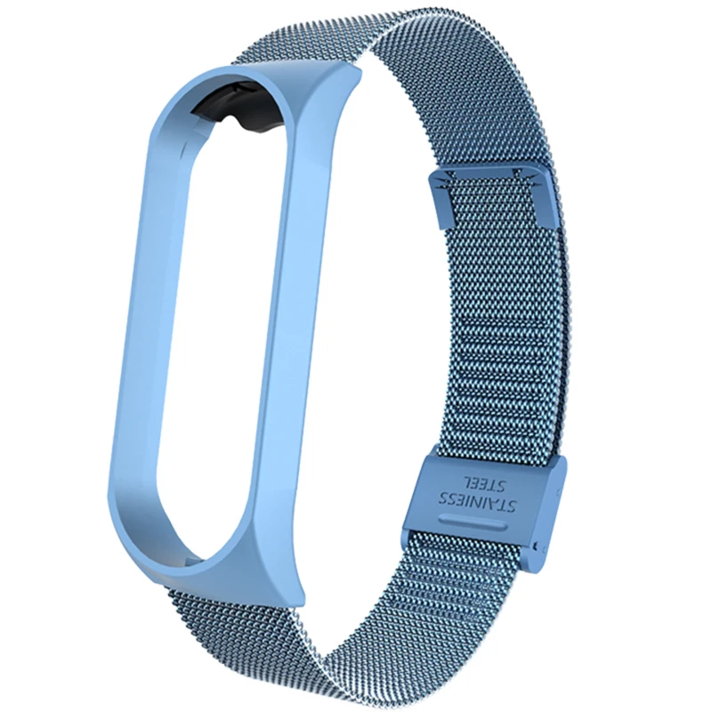 Sky Blue Ремешок на запястье для mi Band 4 3 металлический браслет из нержавеющей стали ремешок для Xiaomi mi Band 4 3 браслет mi band 4 3 ремешок на запястье - Цвет: Sky Blue