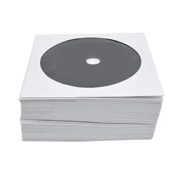 100Pcs White Disc Paper Cardboard Envelopes Paper Storage Holder dust-proof Covers Anti-static Container 8/12cm Disc Organizer