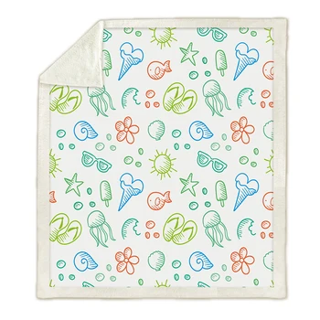 

Starfish Shell Series Blankets,Thick Double Layer Plush Digital Printed Blanket for Bed Office,Flannel Plush Bed Throws Blankets