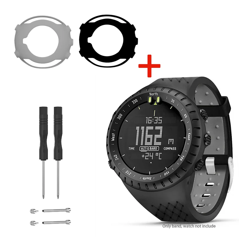 black gray Силиконовый ремешок для часов и чехол для Suunto Core All black watch - Цвет ремешка: black gray