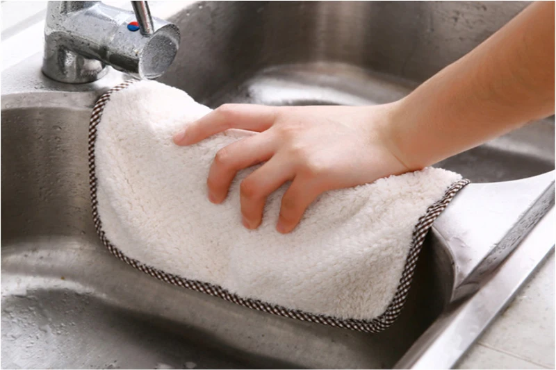 Высокое качество креативные милые кухонные принадлежности Чистящая прокладка утолщенная ткань для посуды многоразовая Коралловая бархатная подвесная ткань для чистки