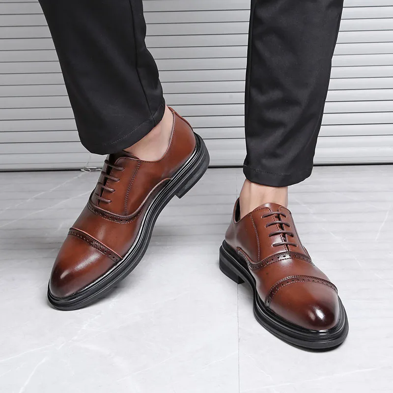 Scarpe Brogue Da Uomo In Vera Pelle Scarpe Stringate Bullock Business Dress Uomo Scarpe Oxford Scarpe Formali Maschili