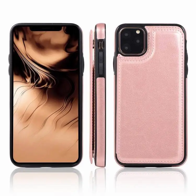 Crazy horse leather phone case for iphone 11 11pro max crazy horse leather iphone x xs xr max bracket leather case 6 7 8 plus