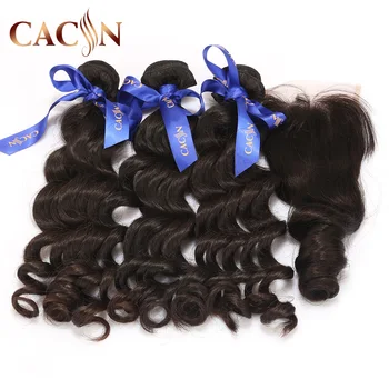 

3 Bundles With Lace Closure Deals, Raw Virgin Hair Natural Wave, Brazilian Hair With Closure