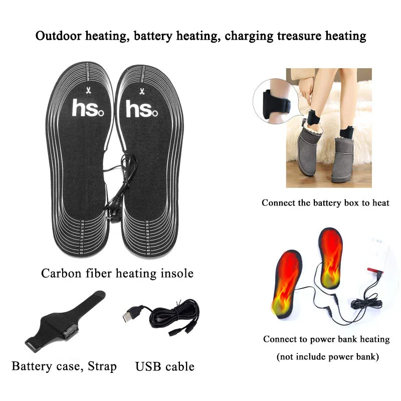 1 пара, электрические USB стельки с подогревом, зимняя домашняя теплая обувь 40-45 ℃, теплые стельки для ног, теплые стельки для спорта на открытом воздухе, лыж