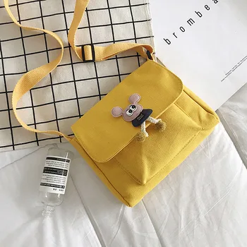 

2020 new canvas bag female student party messenger bag wild ins Harajuku style cloth bag Korean fashion shoulder bag