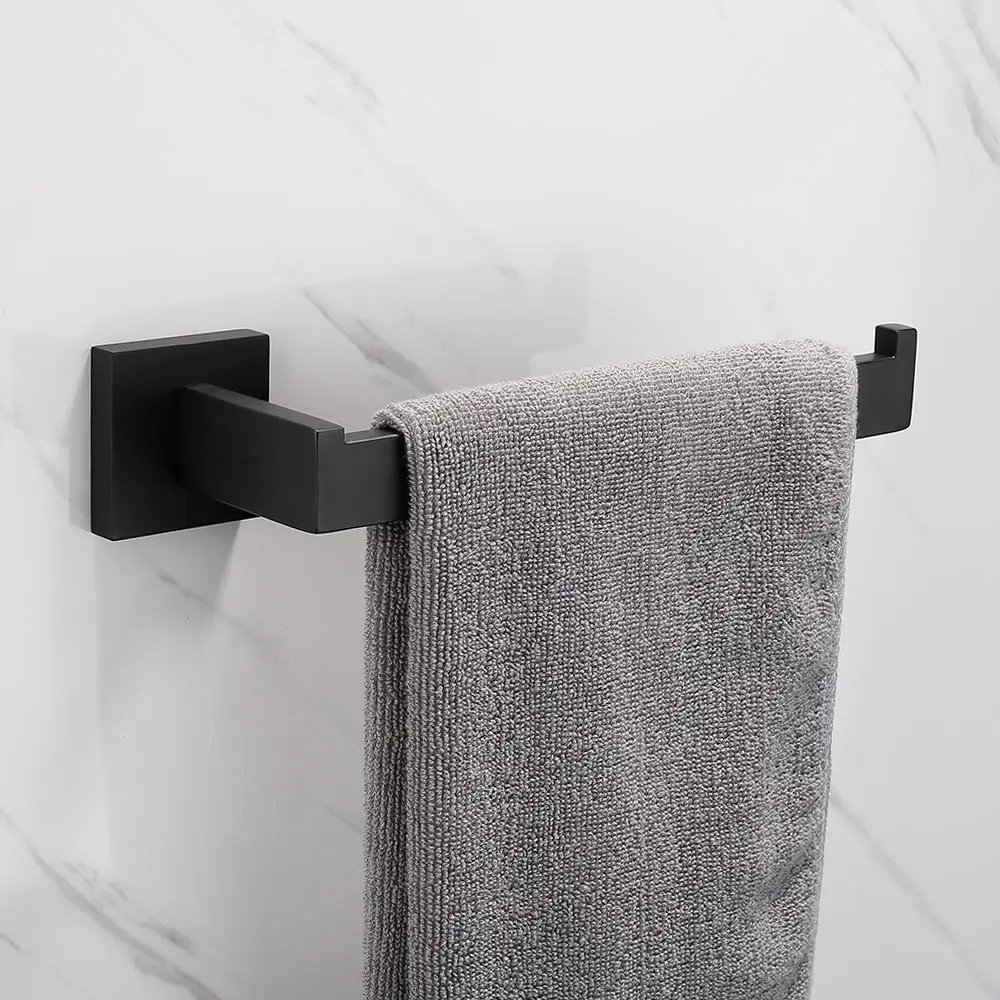Матовый черный набор аксессуаров для ванной из нержавеющей стали, крючок для халата, полотенце, кольцо для полотенец и держатель для туалетной бумаги