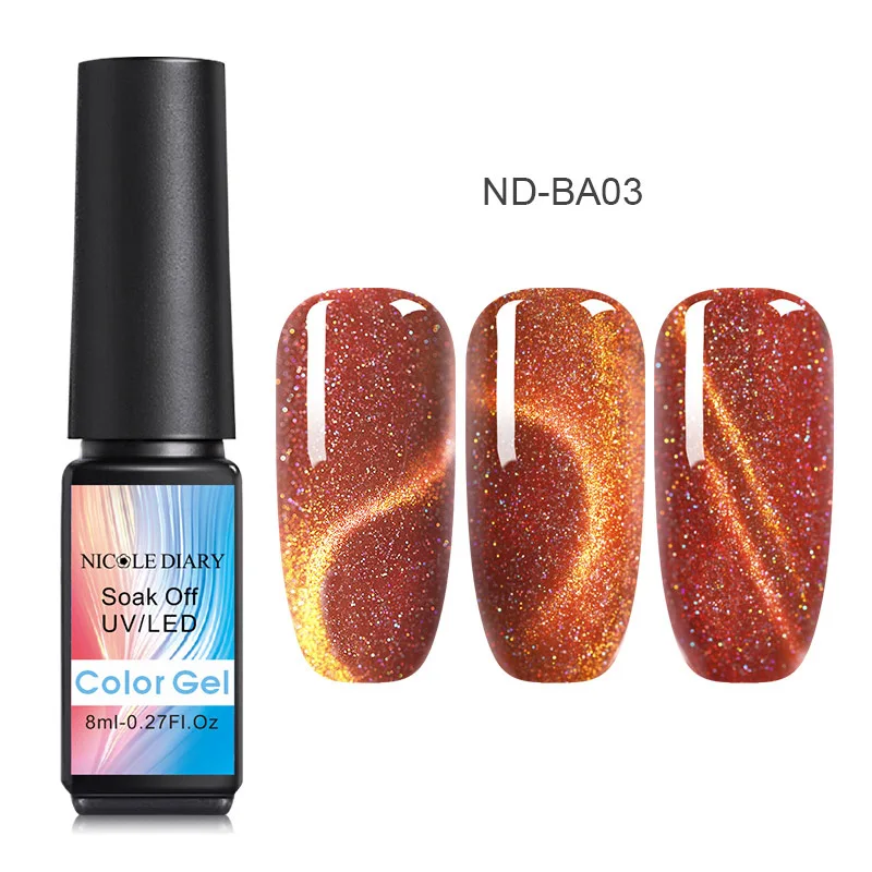 NICOLE DIARY 9D Galaxy Гель-лак для ногтей с эффектом «кошачий глаз» Хамелеон для использования с магнитом Soak Off UV/светодиодный лак для ногтей 5 мл полуперманентный Гель-лак для маникюра - Цвет: ND-BA03