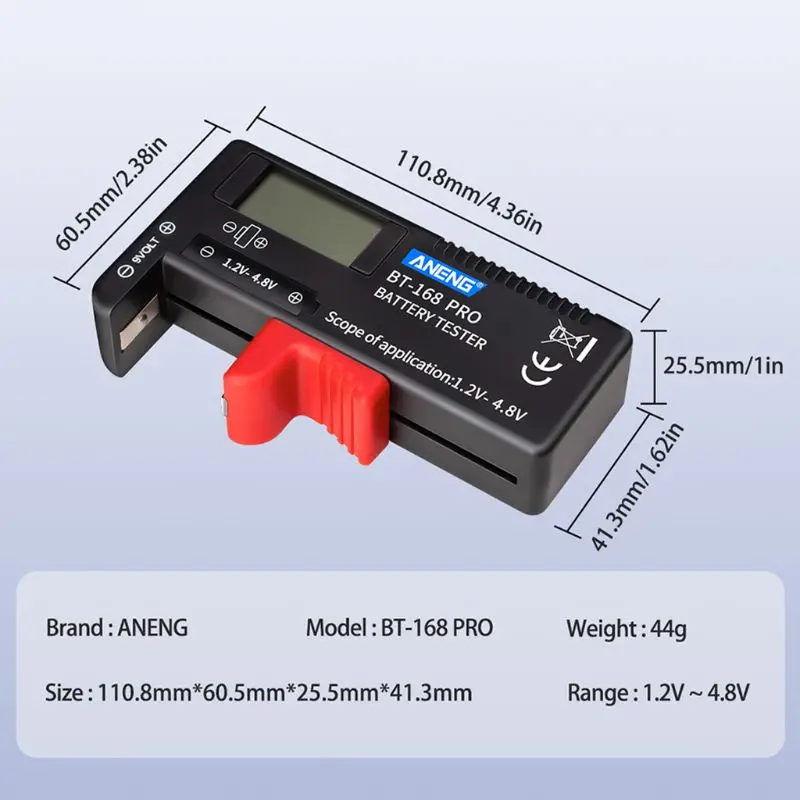 

BT168 PRO Battery Capacity Tester for 9V 3.7V 1.5V AA AAA Cell C D 18650 Battery 1XCC