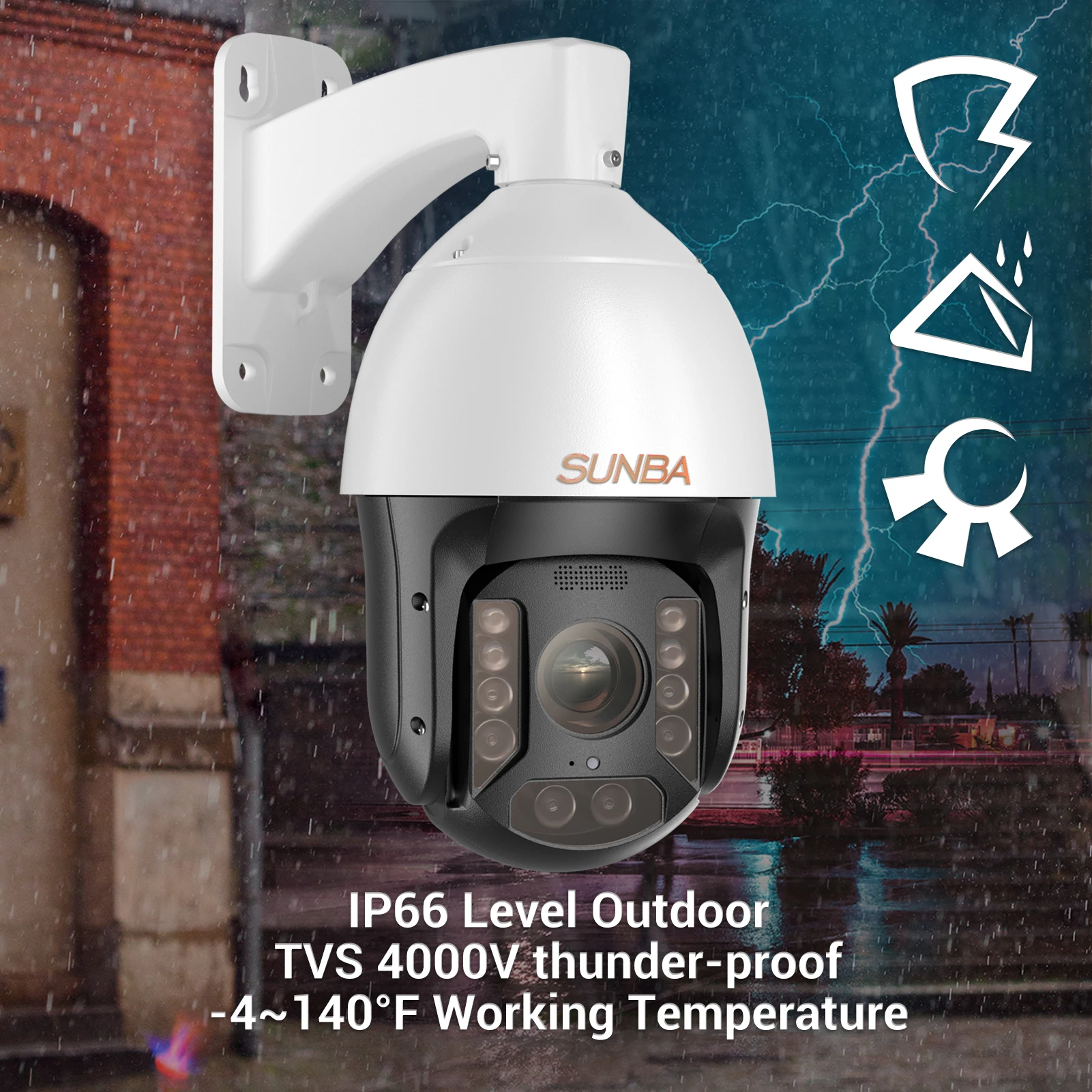 SUNBA PoE+ PTZ Security Dome Camera Outdoor, 25X Optical Zoom