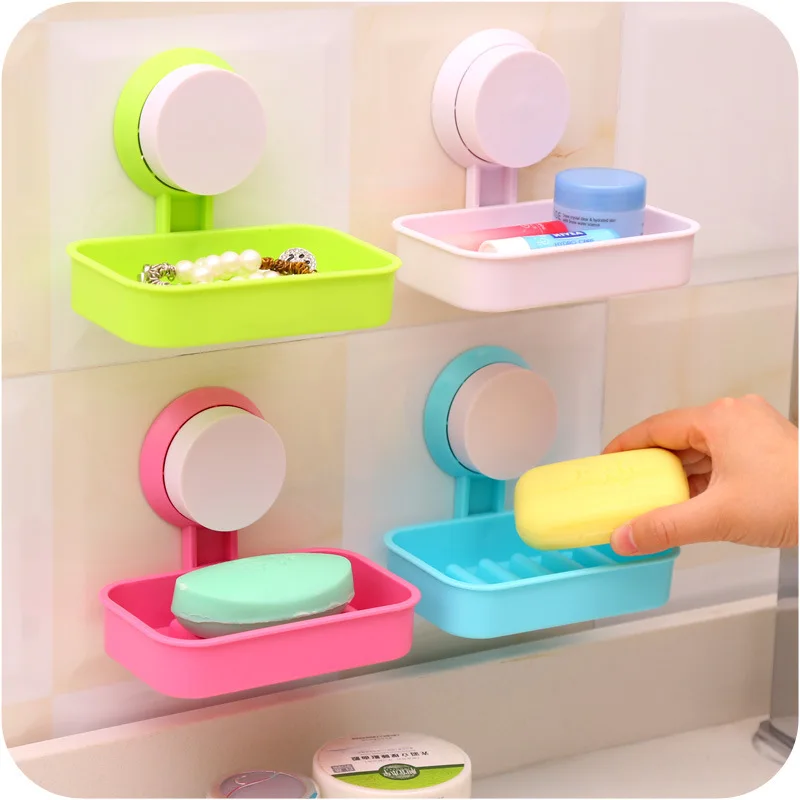 

K Creative Seemless Suction Wall Sucker Soap Box Single Layer Glove Box Bathroom Incense Holder Handmade zao jia