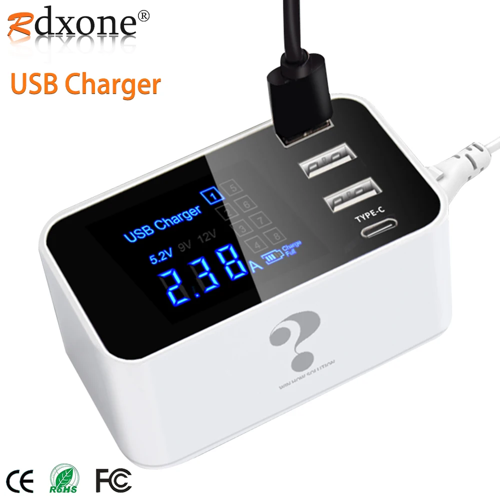 Type C Quick Charge Led Display USB Charger For Android iPhone Adapter Phone Tablet Fast Charger For samsung xiaomi huawei