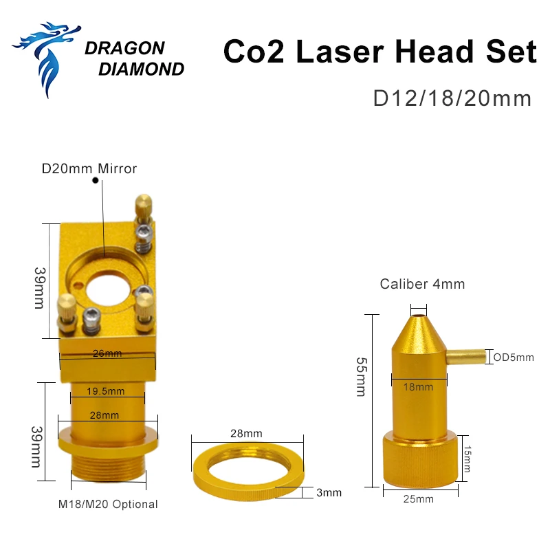 thumbnail image 2 of Machine Head Kit De CO2 FONLAND K Series Incl Laser Head, 1st 2nd Mirror Mounts Dia.20mm FL.50.8mm, For 2030 4060 K40 Laser Gravure Cutting Machine, Or Tête Laser 2 of 13