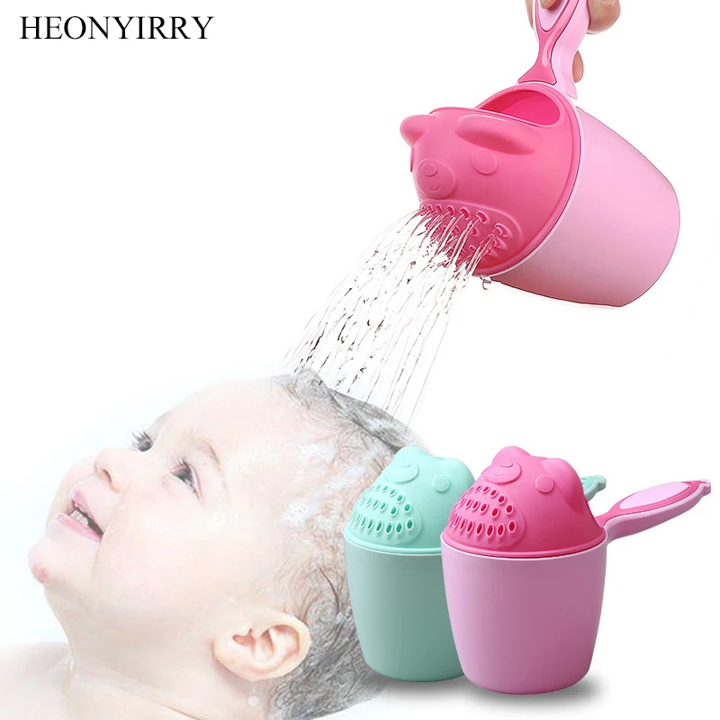 Gorros de baño de dibujos animados para bebés, copa de champú para niños, alerón de baño para Baby Shower, taza de lavado de pelo para niños, herramienta de baño