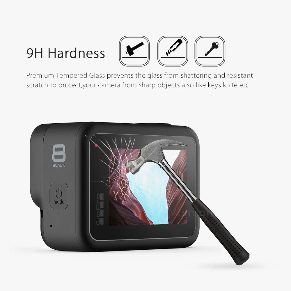 Vamson для Gopro Hero 8 черное закаленное стекло Защитная пленка объектива + ЖК экрана