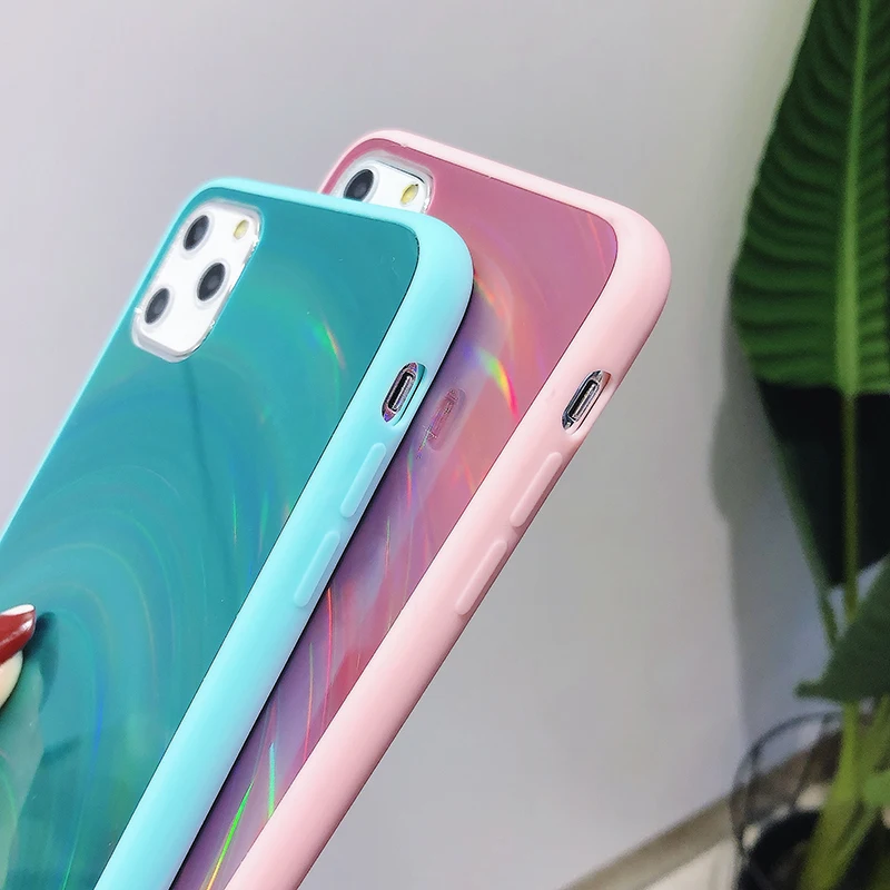 Голографический чехол для телефона с лазерным светом iPhone 12 Mini 11 Pro Max XR X XS 7 8 6S Plus