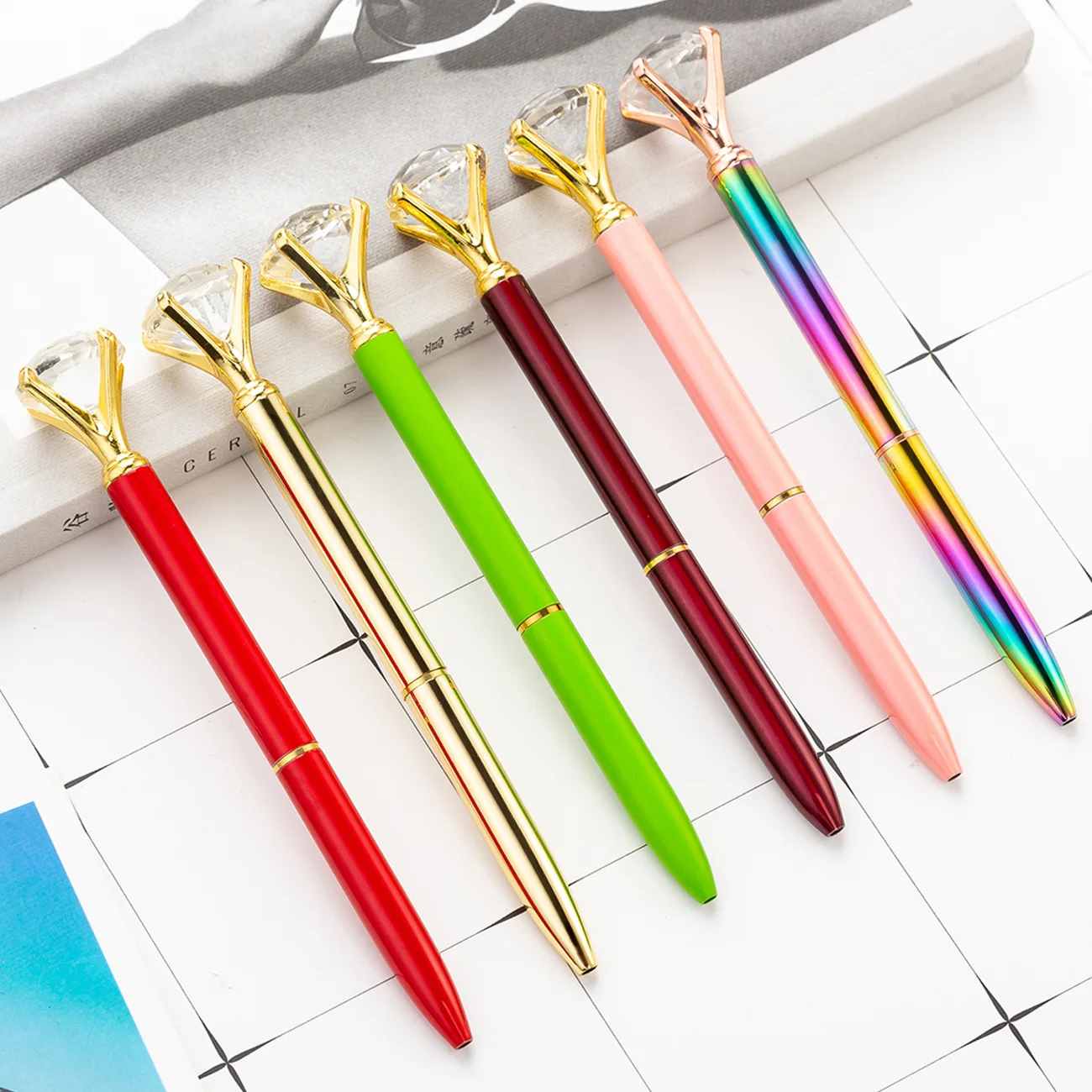 

Big Diamond Metal Ball Point Pen. Student Gift Diamond Ball Point Pen
