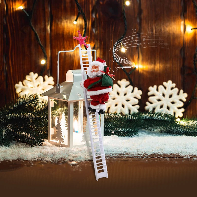 Новая двойная электрическая лестница для скалолазания Санта Клаус поет Рождественская фигурка орнамент рождественские вечерние поделки творческий подарок на праздник