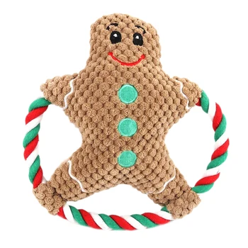 

Christmas Santa Claus Pet Dog Toys Christmas Pets Toys Cartoon Cotton Rope Christmas Teeth Grinding Sound Dog Chew Plush Toy