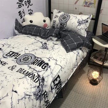 

Scandinavian Minimalist Marble Four-Piece Bedding Set Double Quilt Single Bed Sheet Style Three 4-Piece Set