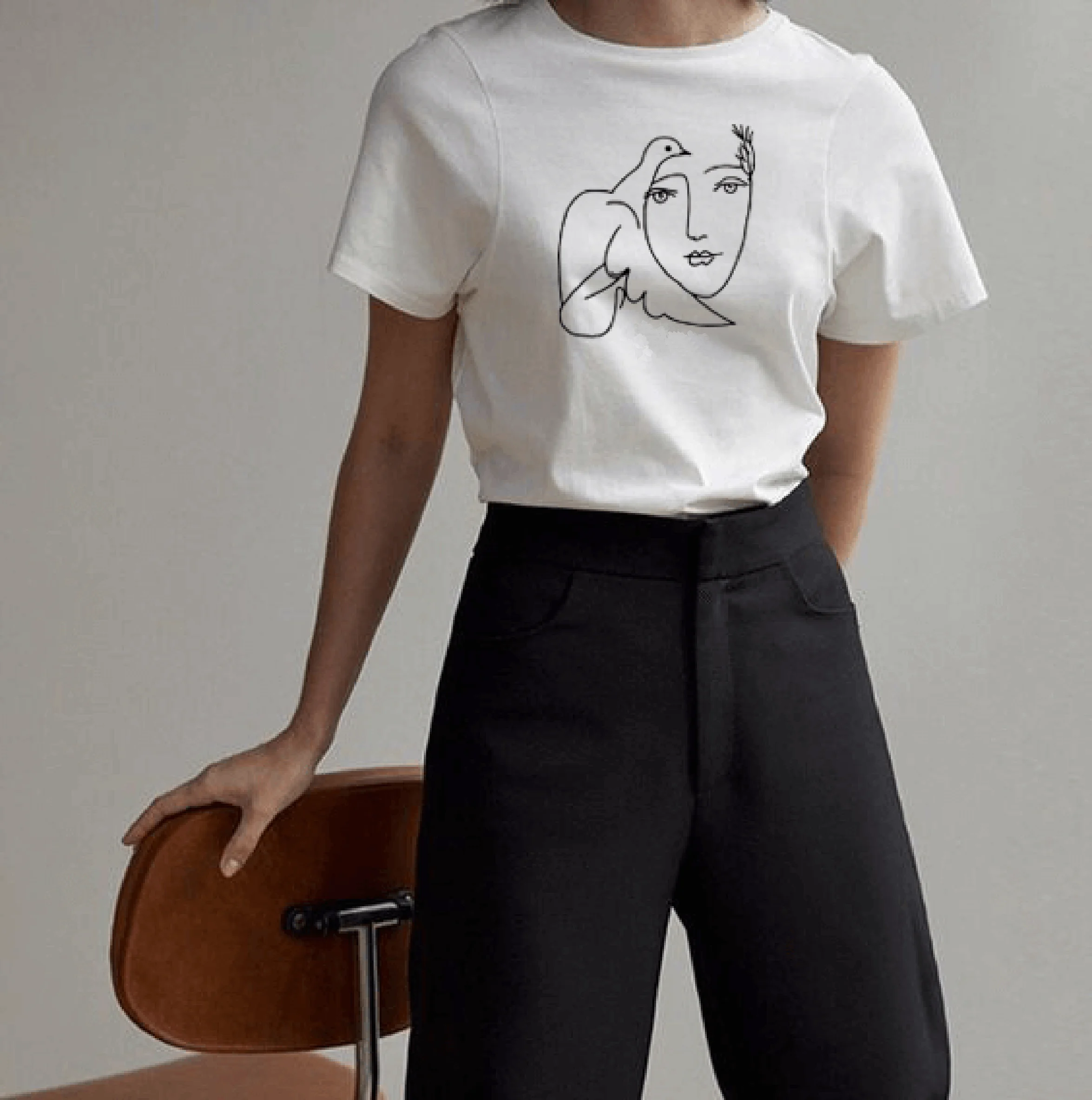 GAAJ "picasso inspired" футболка женская повседневная женская футболка женская рубашка одежда с коротким рукавом женская 3I9IJ