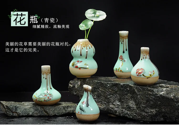 Hand-painted Ceramic Vases Creative Celadon Decorative Flower Inserts Ceramic Crafts Hydroponic Flower Home Decoration