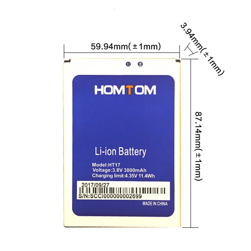 Аккумулятор для смартфона HOMTOM HT17 Pro 3 8 В 3000 мАч зарядное устройство|Аккумуляторы