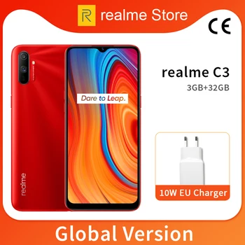 

realme C3 Global Version 3GB 32GB 6.5'' Moblie Phone Helio G70 Octa Core 12MP Triple Camera Cellphone 5000mAh 10W EU Charger
