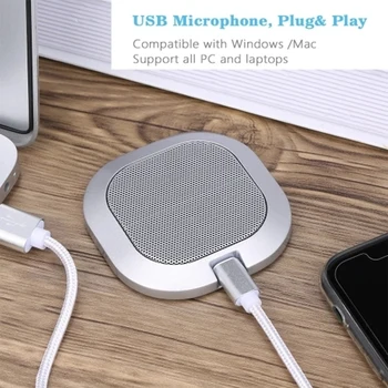 

Mini Portable Microphone 360-Degree Omnidirectional Microphone with 1.5M USB Cable USB Plug and Play for Video Chat Conference B