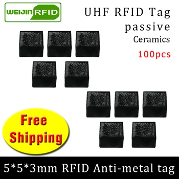 

UHF RFID metal tag 915m 868m Alien H3 EPC ISO18000 6c 100pcs free shipping 5*5*3mm very small square Ceramics passive RFID tags