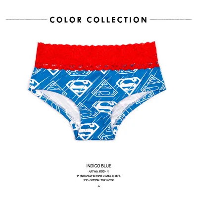 Кружевное женское нижнее белье, 5 цветов, трусы-боксеры, трусы-боксеры, сексуальное нижнее белье из хлопка, женские короткие трусы с рисунком Супермена, Бэтмена, Супермена