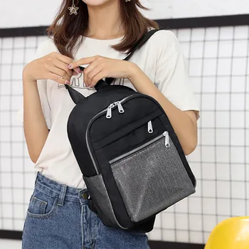 

Classic waterproof nylon women backpack Large capacity multiple zip pocket Backpacks Travel bag Teenage Girls Schoolbag Dropship