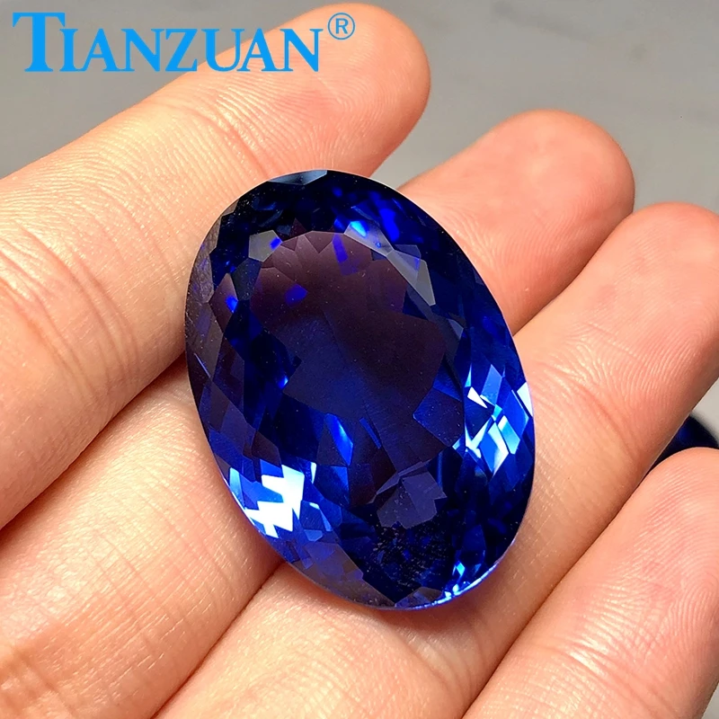 93 8 ct 24*34 мм синий цвет овальной формы лаборатория создан сапфировый камень