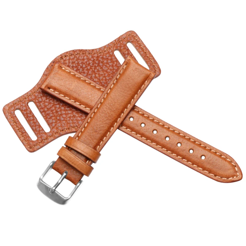 thumbnail image 1 of Correa de reloj de cuero genuino para hombre, de 18, 20 y 22 mm, color negro y marrón, para Fo-ssil JR1401 Ro-lex O-mega, con bandeja, pulsera de reloj, 1 of 5