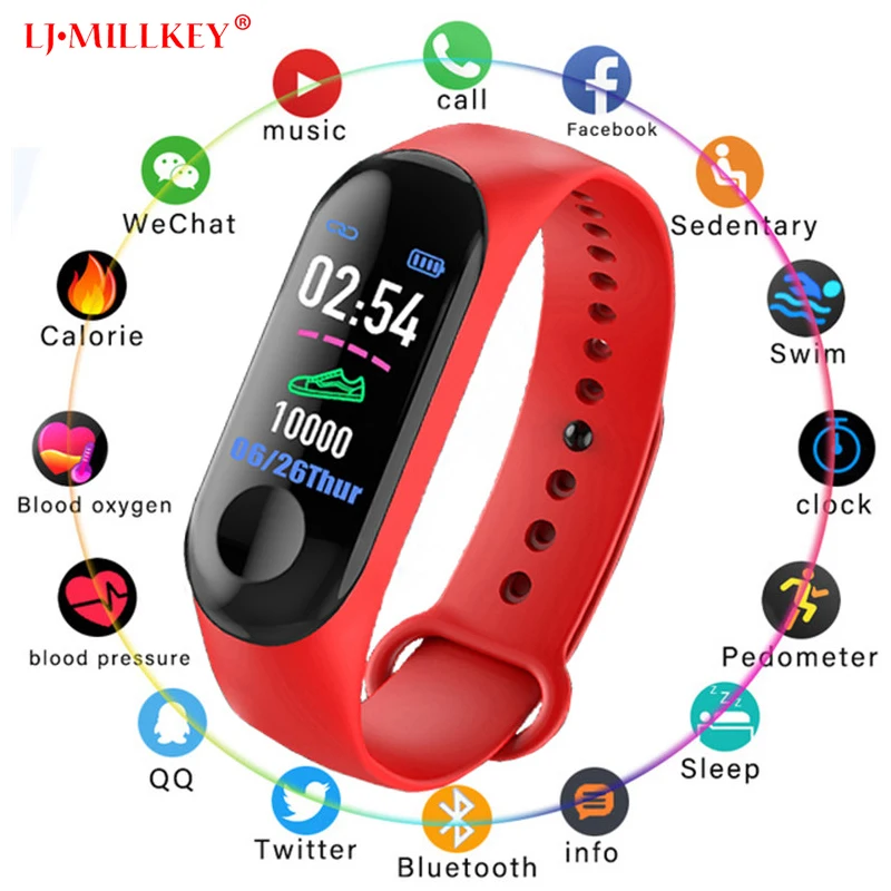 

M3 Wristband Color Touch Screen Fitness Tracker Blood Pressure Heart Rate Monitor Smart Bracelet Fitness smart band smart