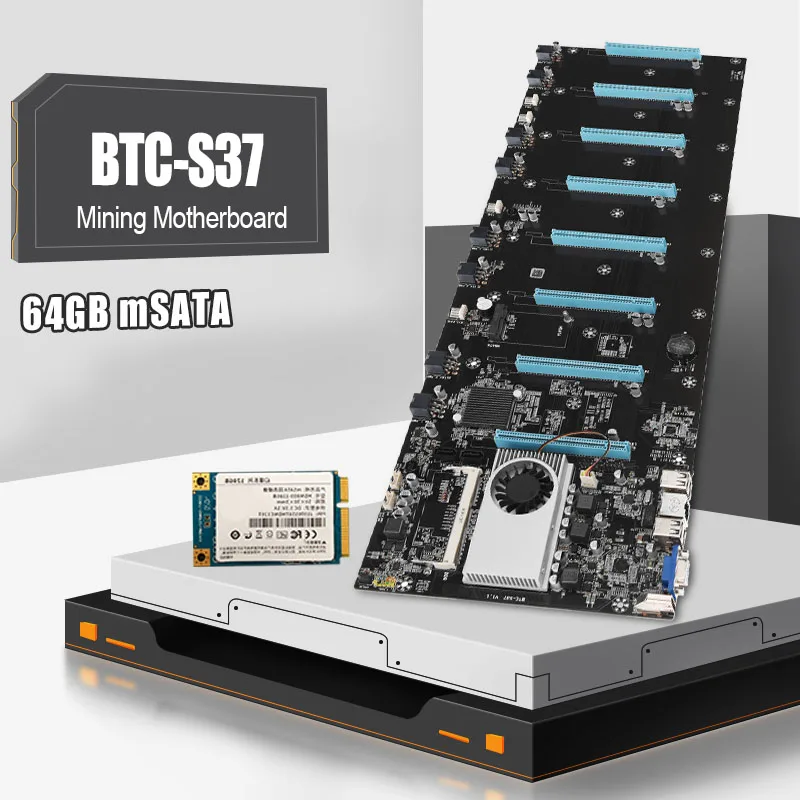 BTC S37 Mining Motherboard Set 8 GPU Crypto Etherum Mining kit With