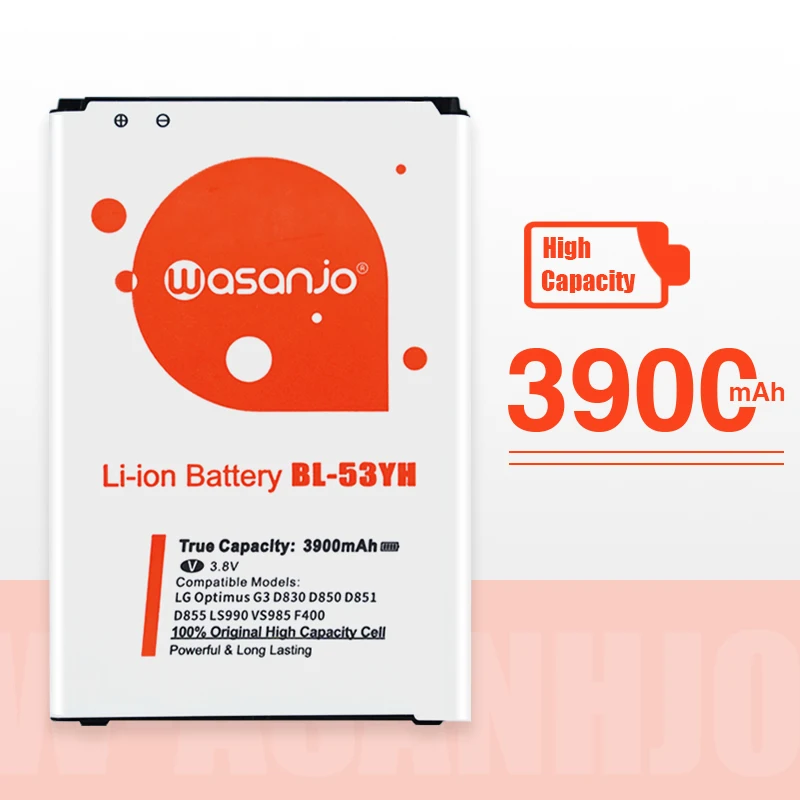 Оригинальный аккумулятор большой емкости для телефона LG Optimus G3 D830 D850 D851 D855 LS990 VS985
