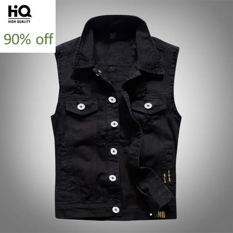 Новое поступление 2020 индивидуальный Тонкий джинсовый жилет с потертостями